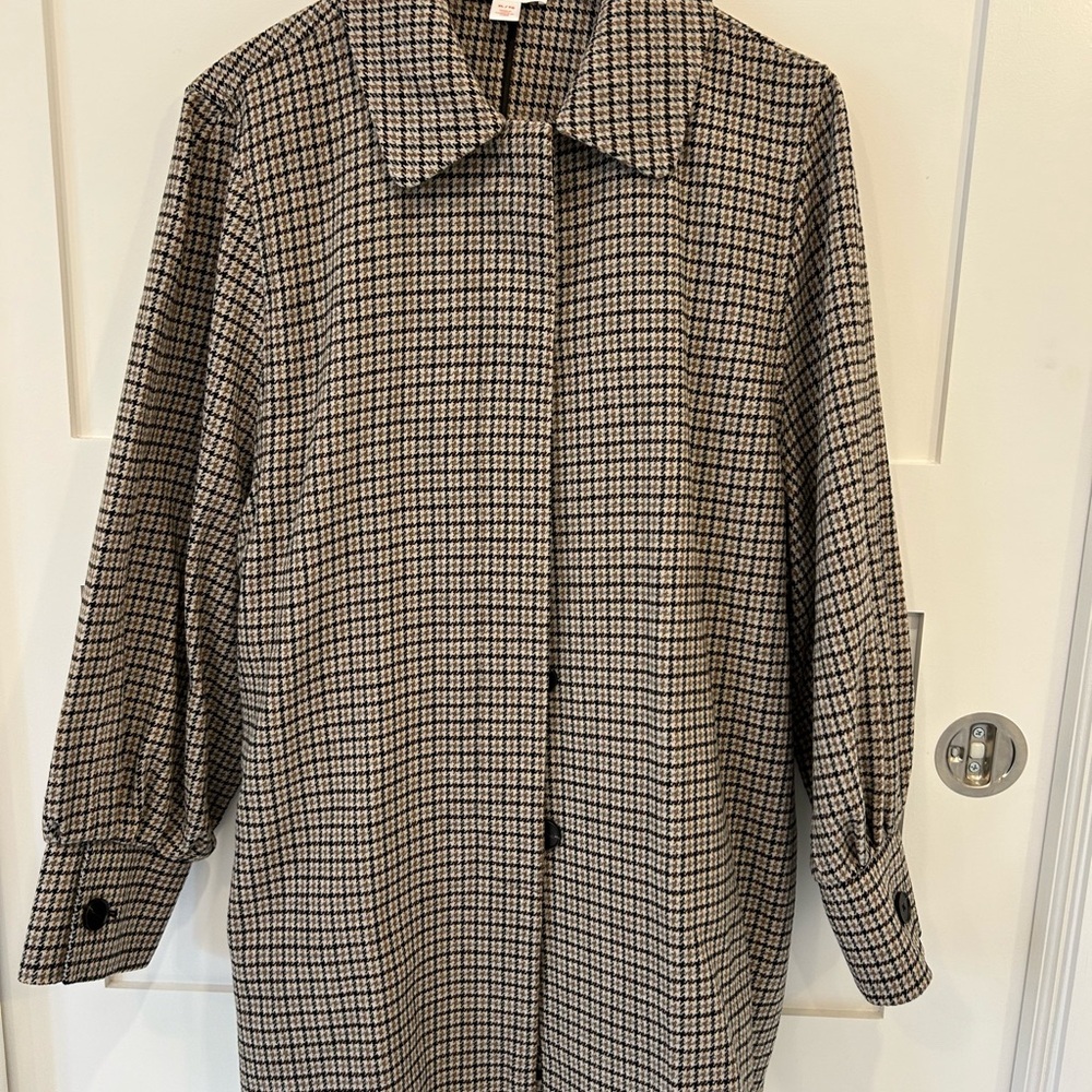 Joe Fresh Houndstooth Coat in Black and Brown